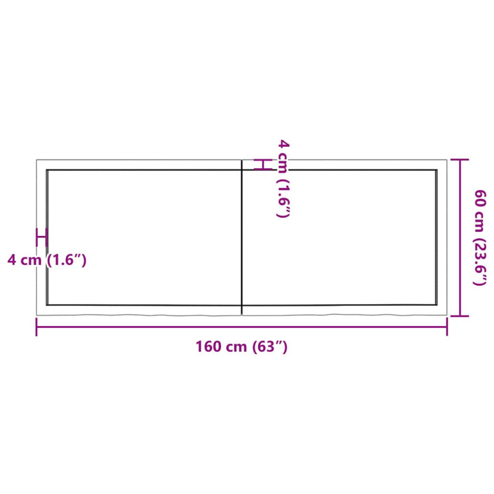 Wandschap 160x60x4 cm onbehandeld massief eikenhout