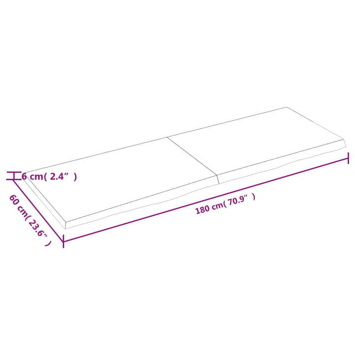 Wandschap 180x60x6 cm onbehandeld massief eikenhout