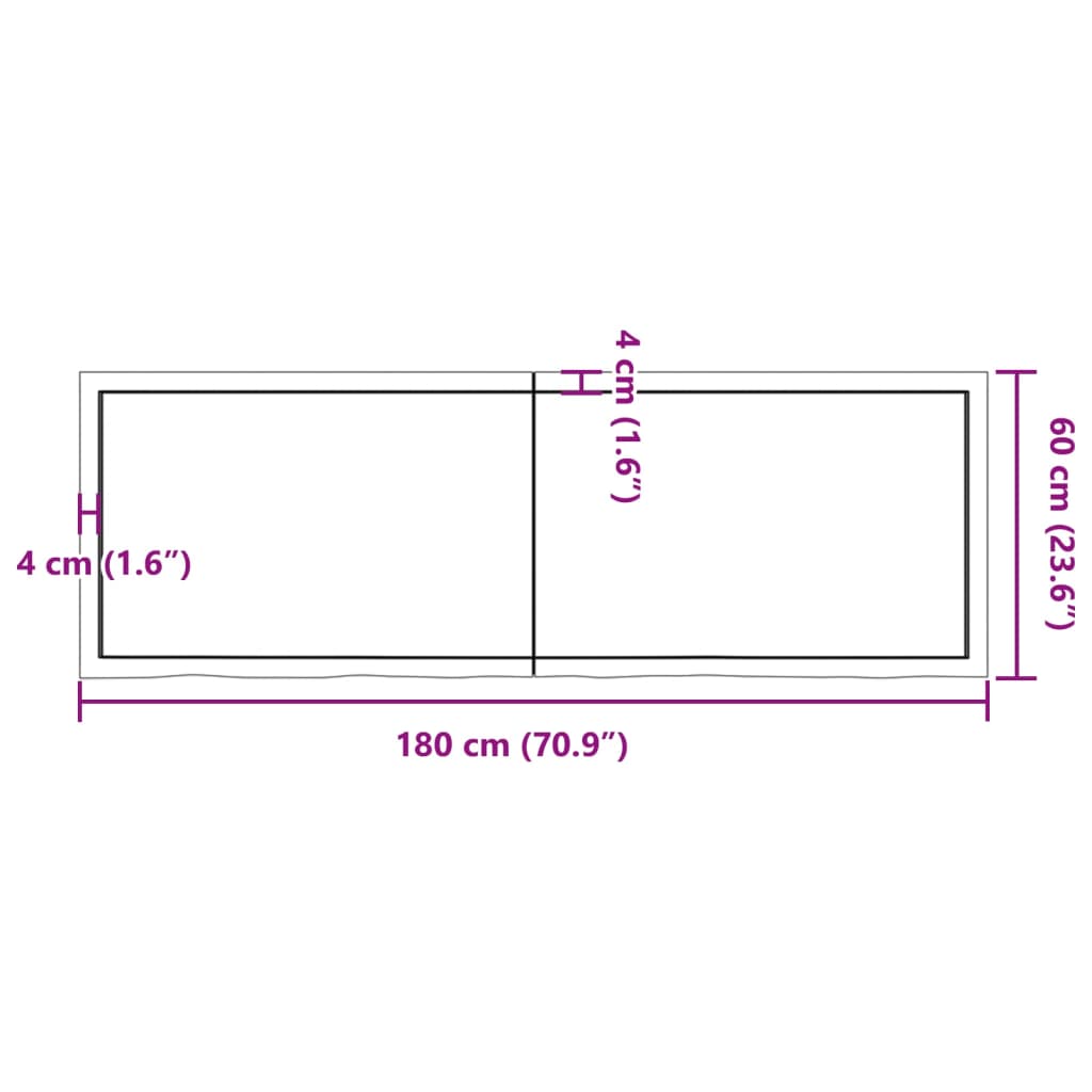 Wandschap 180x60x6 cm onbehandeld massief eikenhout