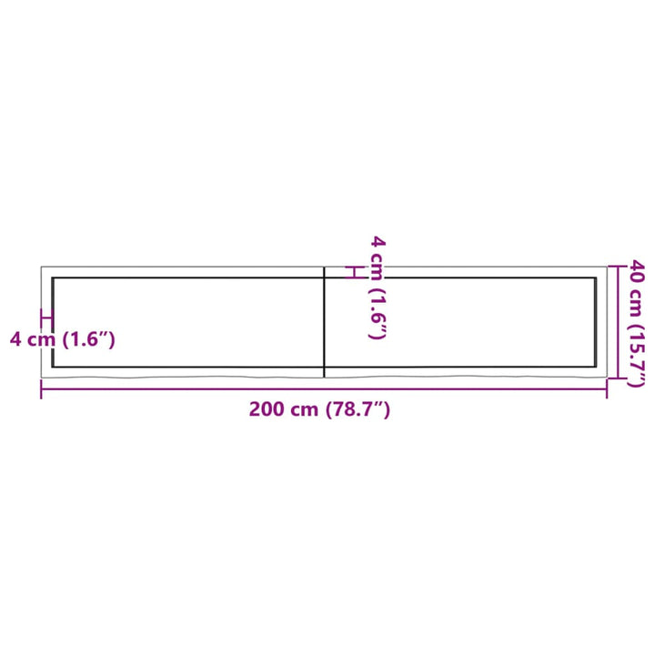 Wandschap 200x40x4 cm onbehandeld massief eikenhout