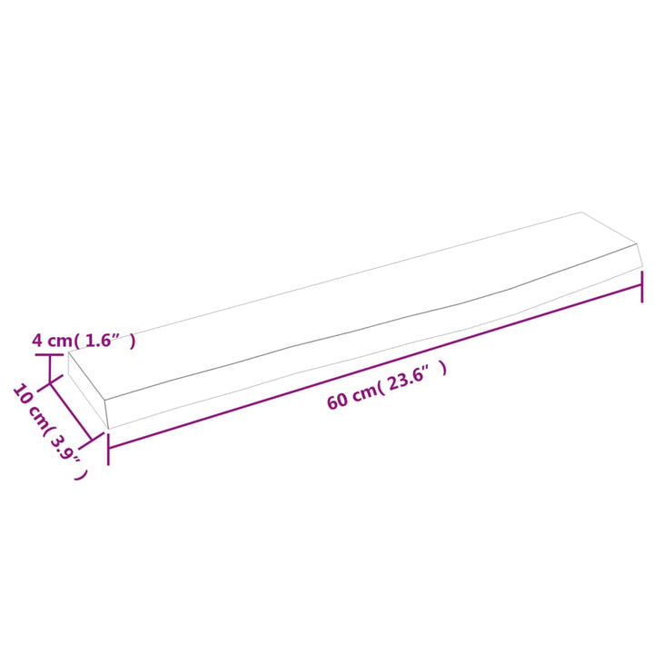 Wandschap 60x10x4 cm behandeld massief eikenhout lichtbruin