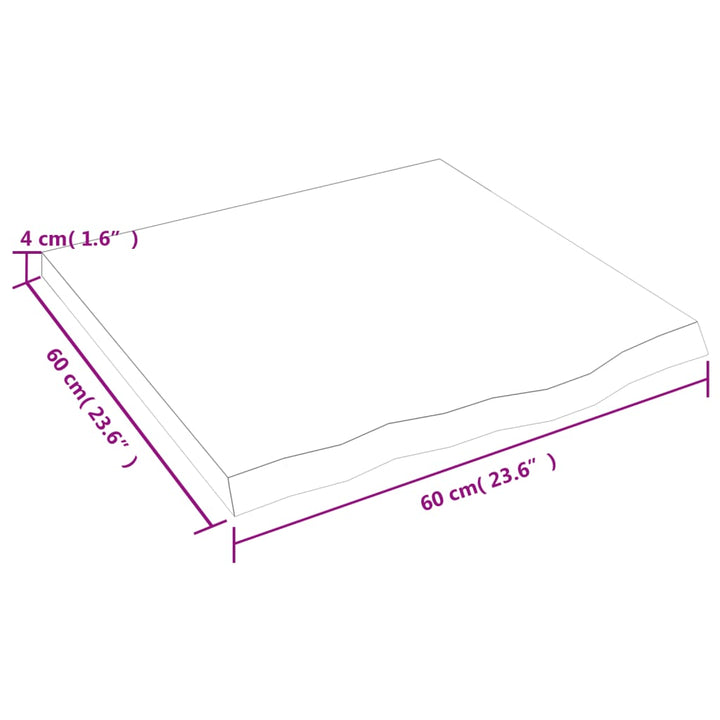 Wandschap 60x60x4 cm behandeld massief eikenhout lichtbruin