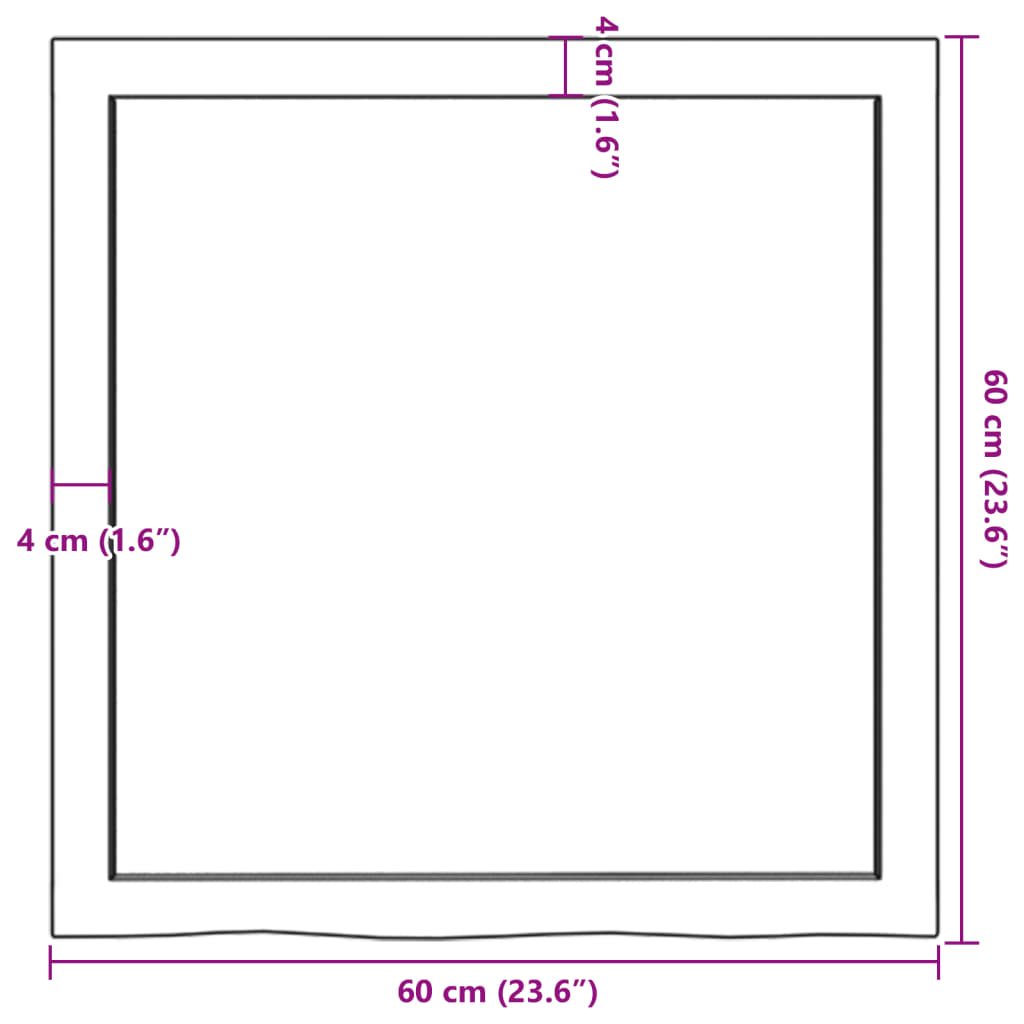 Wandschap 60x60x4 cm behandeld massief eikenhout lichtbruin