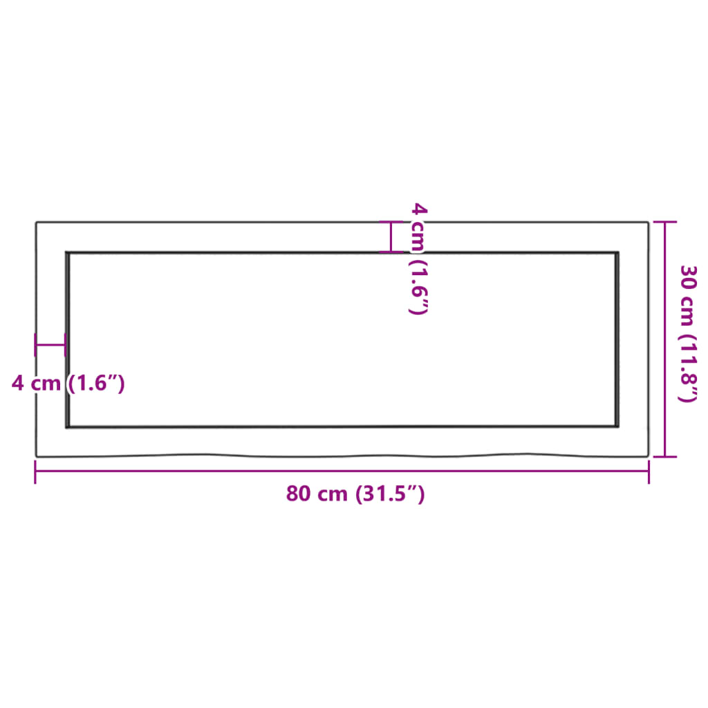 Wandschap 80x30x6 cm behandeld massief eikenhout lichtbruin