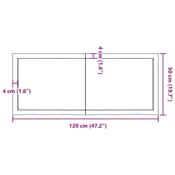 Wandschap 120x50x6 cm versierd massief eikenhout lichtbruin