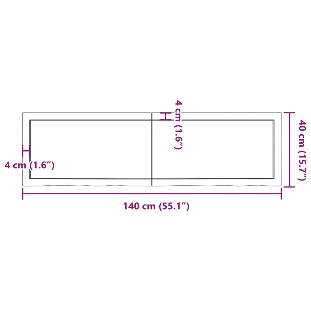 Wandschap 140x40x6 cm behandeld massief eikenhout lichtbruin