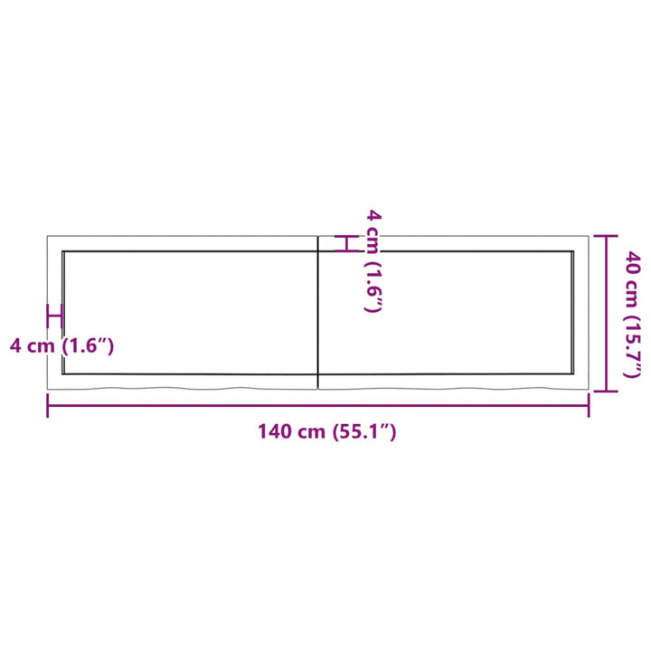 Wandschap 140x40x6 cm behandeld massief eikenhout lichtbruin