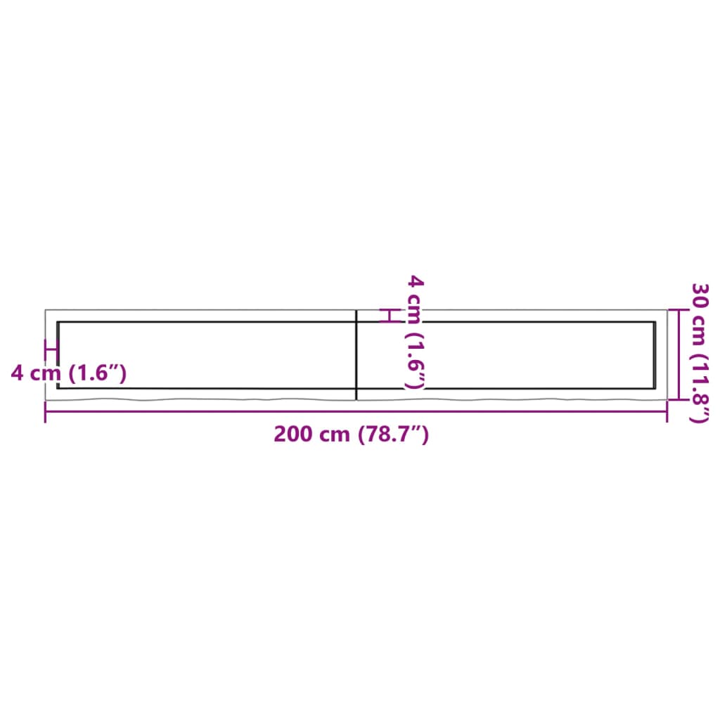 Wandschap 200x30x6 cm versierd massief eikenhout lichtbruin