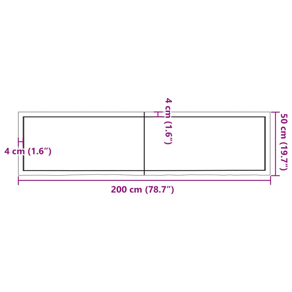 Wandschap 200x50x6 cm behandeld massief eikenhout lichtbruin