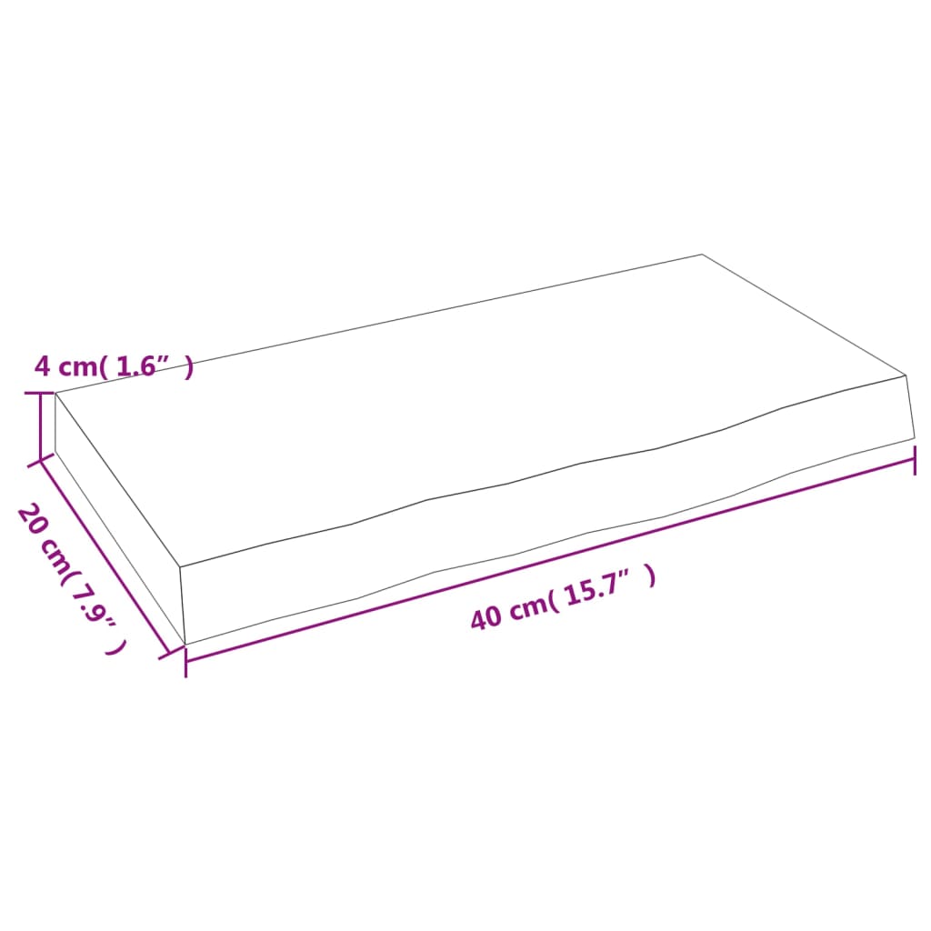 Wandschap 40x20x4 cm gedecoreerd massief eikenhout donkergrijs