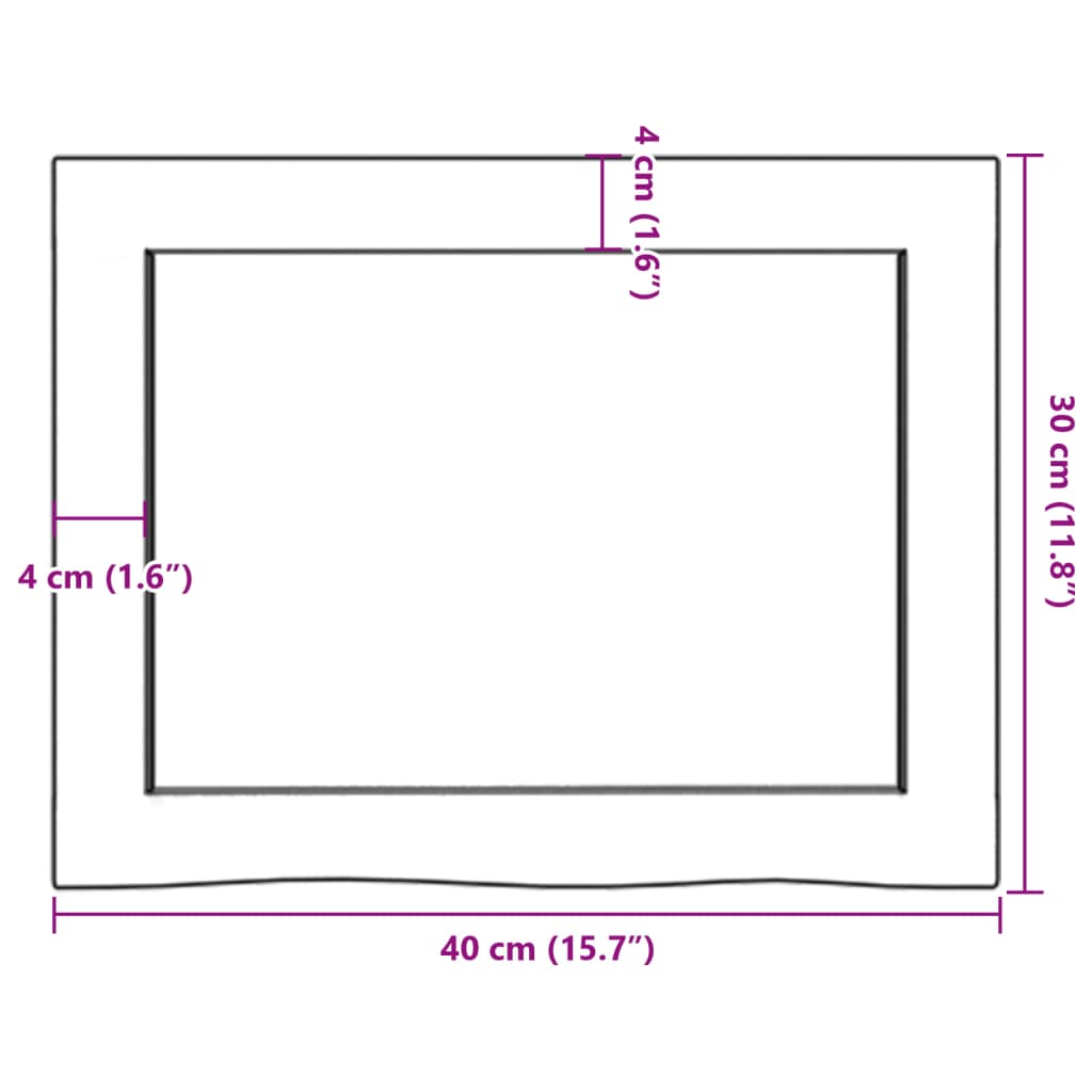 Wandschap 40x30x4 cm behandeld massief eikenhout donkergrijs