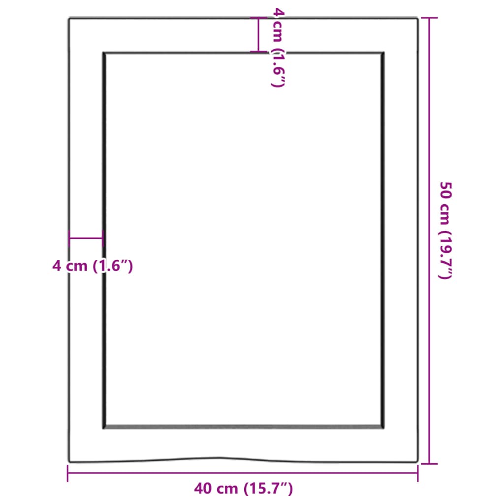 Wandschap 40x50x4 cm behandeld massief eikenhout donkergrijs