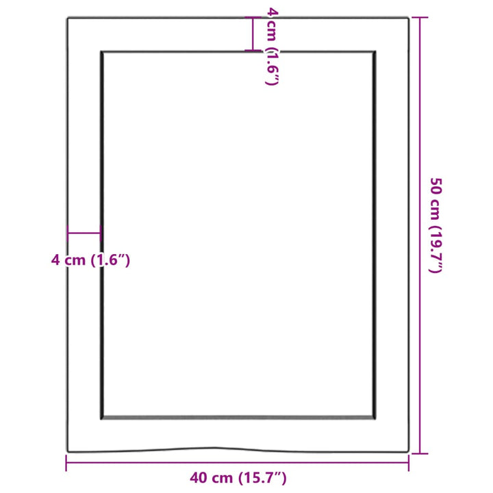 Wandschap 40x50x4 cm behandeld massief eikenhout donkergrijs