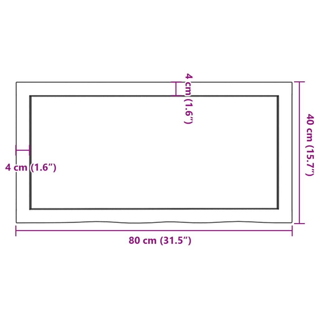 Wandschap 80x40x4 cm gedecoreerd massief eikenhout donkergrijs