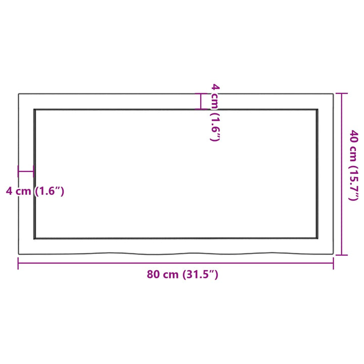 Wandschap 80x40x4 cm gedecoreerd massief eikenhout donkergrijs