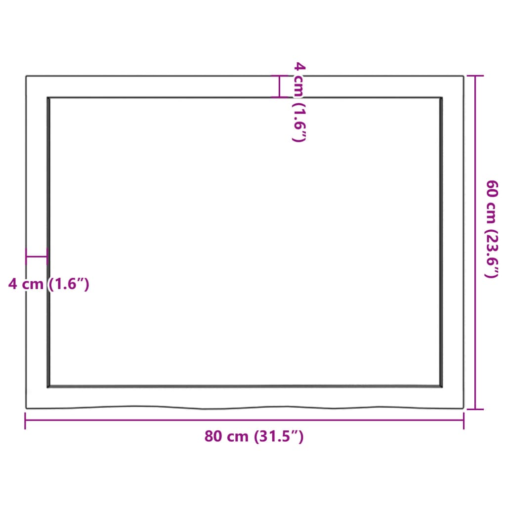 Wandschap 80x60x4 cm behandeld massief eikenhout donkergrijs