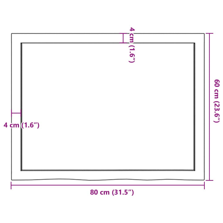 Wandschap 80x60x4 cm behandeld massief eikenhout donkergrijs