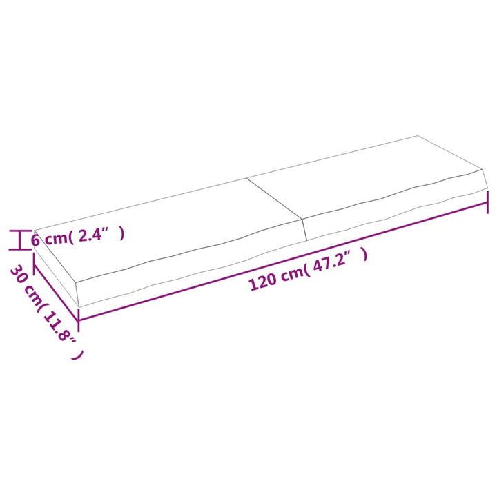 Wandschap 120x30x6 cm behandeld massief eikenhout donkergrijs