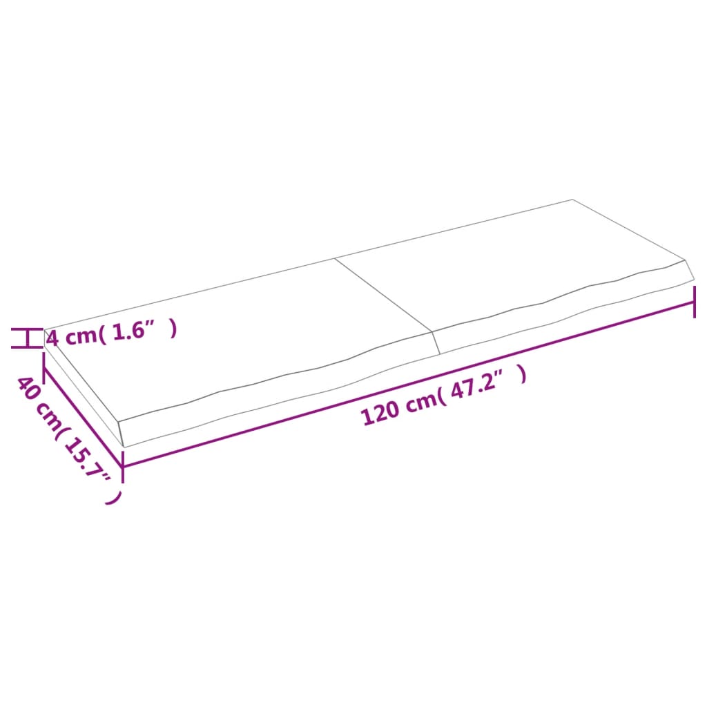 Wandschap 120x40x4 cm behandeld massief eikenhout donkergrijs