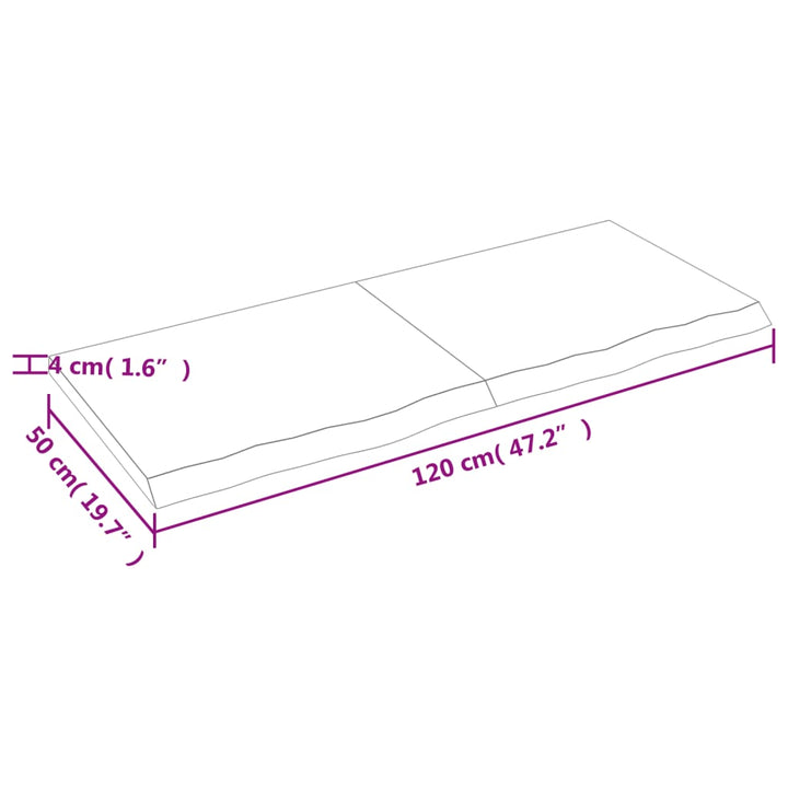 Wandschap 120x50x4 cm behandeld massief eikenhout donkergrijs