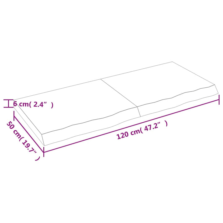 Wandschap 120x50x6 cm behandeld massief eikenhout donkergrijs