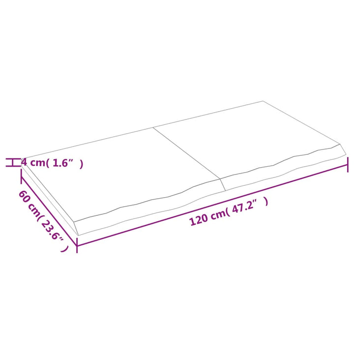 Wandschap 120x60x4 cm behandeld massief eikenhout donkergrijs