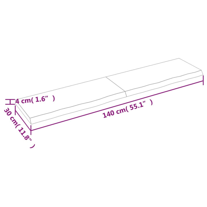 Wandschap 140x30x4 cm behandeld massief eikenhout donkergrijs