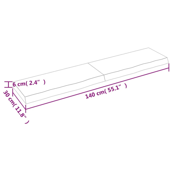 Wandschap 140x30x6 cm behandeld massief eikenhout donkergrijs