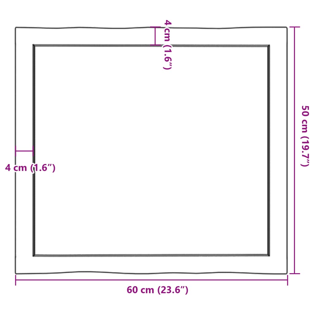 Bureaublad 60x50x4 cm onbehandeld massief eikenhout