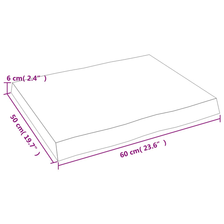 Bureaublad 60x50x6 cm onbehandeld massief eikenhout