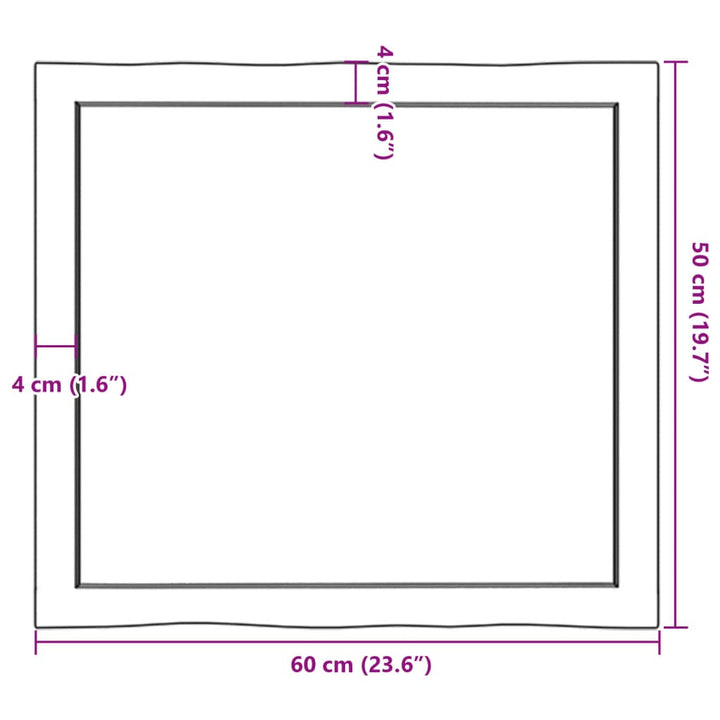 Bureaublad 60x50x6 cm onbehandeld massief eikenhout