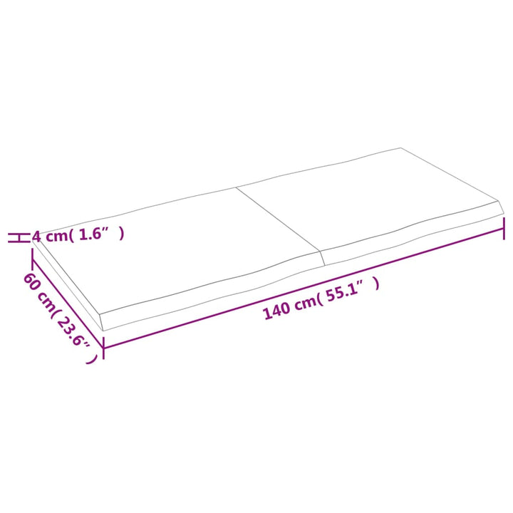 Tafelblad natuurlijke rand 140x60x4 cm eikenhout lichtbruin