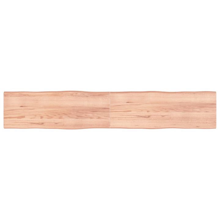 Tafelblad natuurlijke rand 220x40x(2-4) cm eikenhout lichtbruin