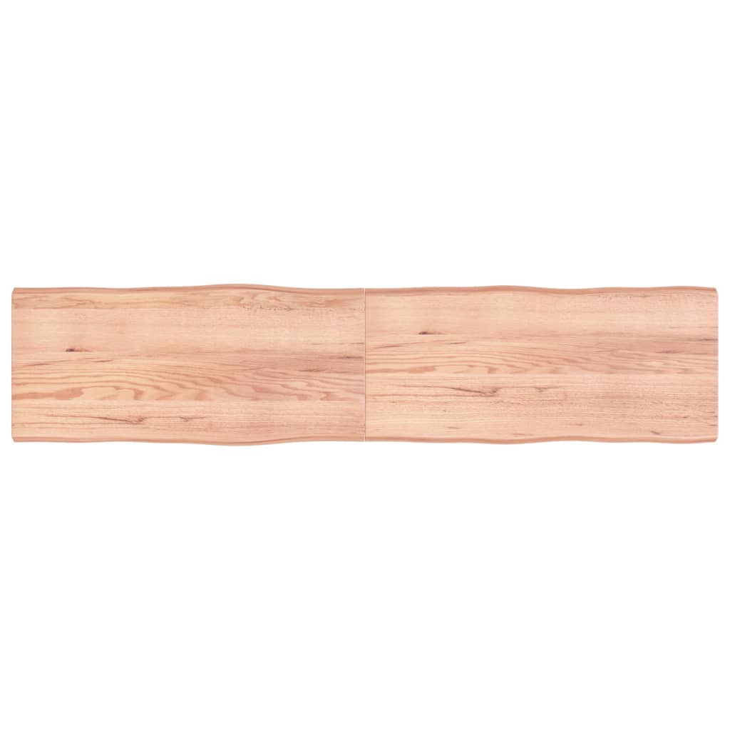 Tafelblad natuurlijke rand 220x50x(2-6)cm eikenhout lichtbruin