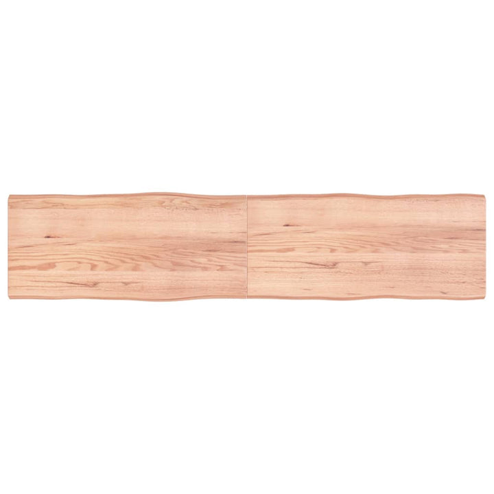 Tafelblad natuurlijke rand 220x50x(2-6)cm eikenhout lichtbruin