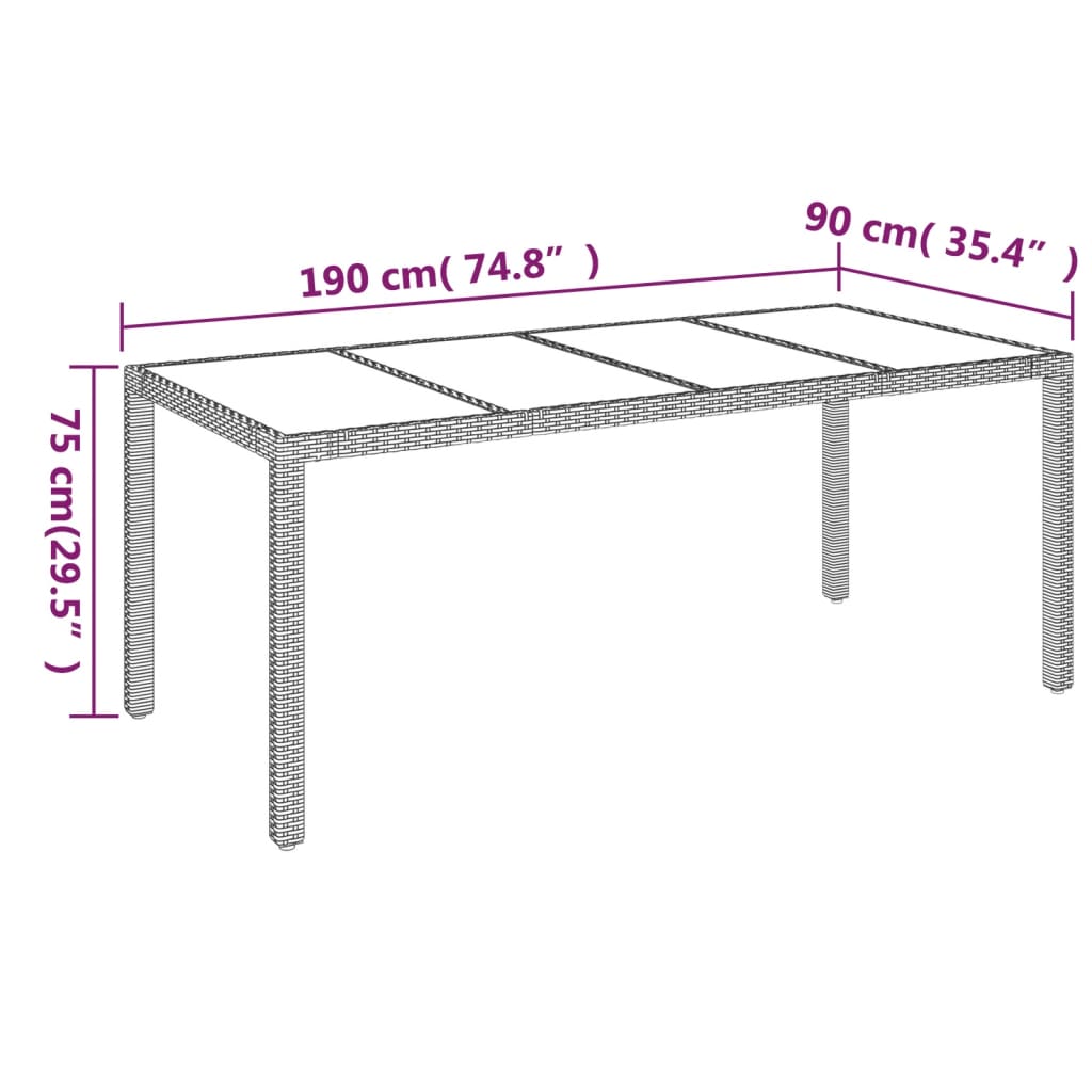 9-delige Tuinset poly rattan zwart