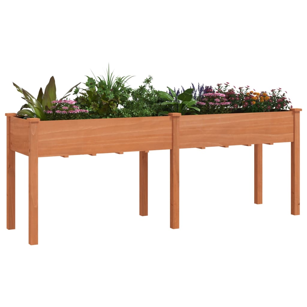 Plantenbak met voering 203x53x76 cm massief vurenhout bruin