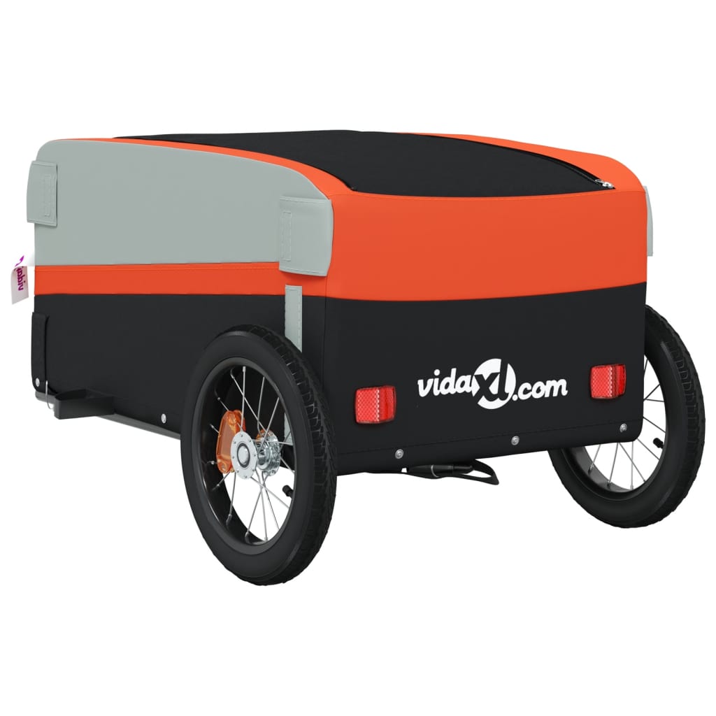 Fietstrailer 30 kg ijzer zwart en oranje