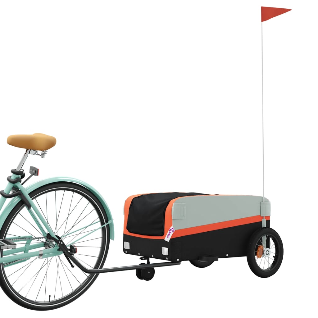 Fietstrailer 30 kg ijzer zwart en oranje