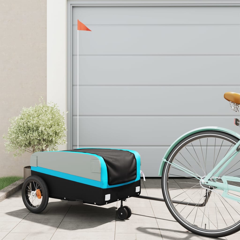 Fietstrailer 30 kg ijzer zwart en blauw