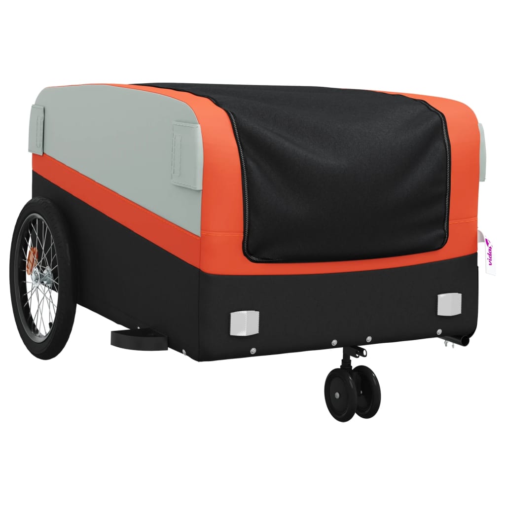 Fietstrailer 45 kg ijzer zwart en oranje