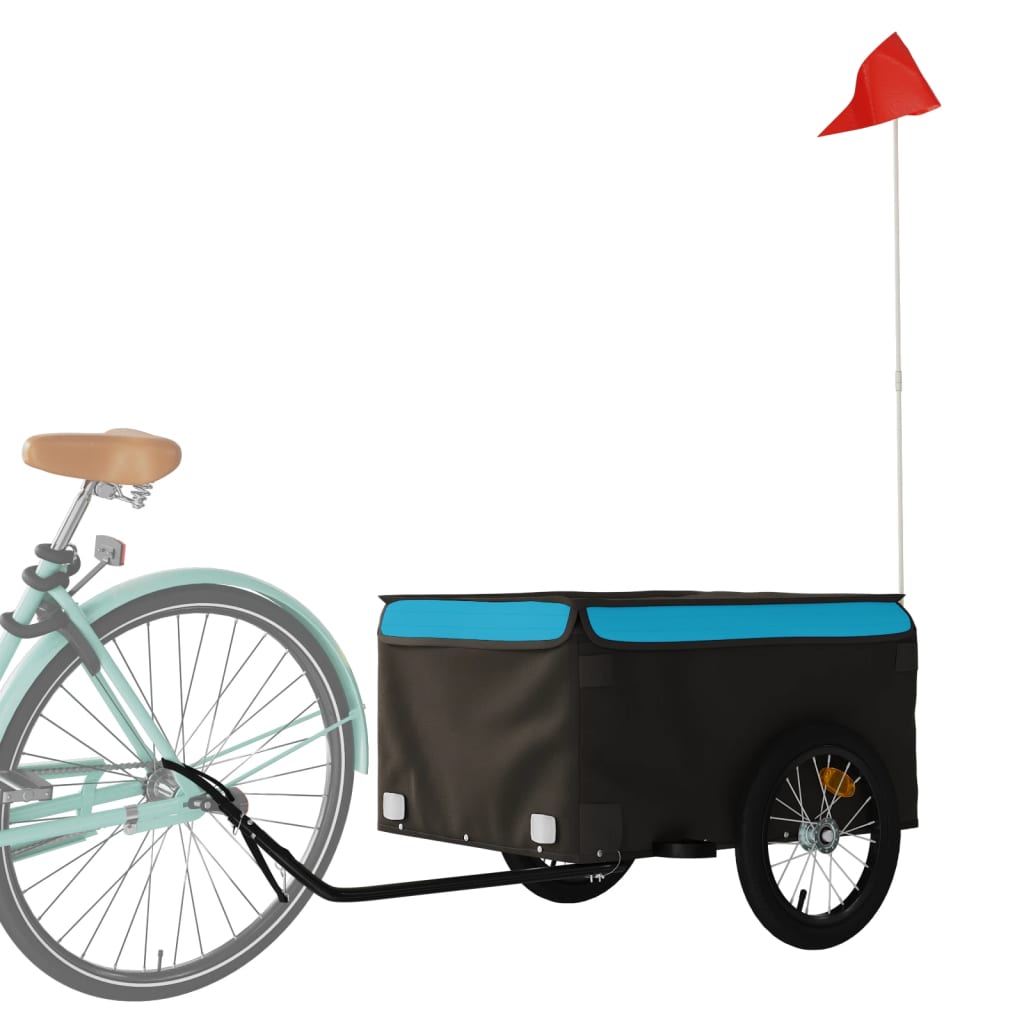 Fietstrailer 45 kg ijzer zwart en blauw