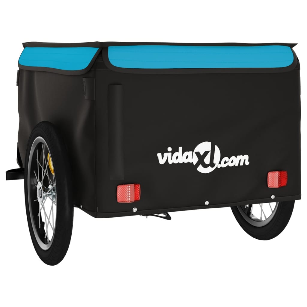 Fietstrailer 45 kg ijzer zwart en blauw