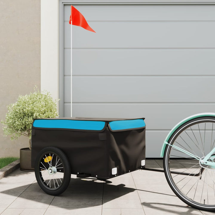 Fietstrailer 45 kg ijzer zwart en blauw