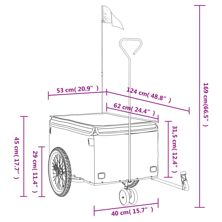 Fietstrailer 30 kg ijzer zwart en rood