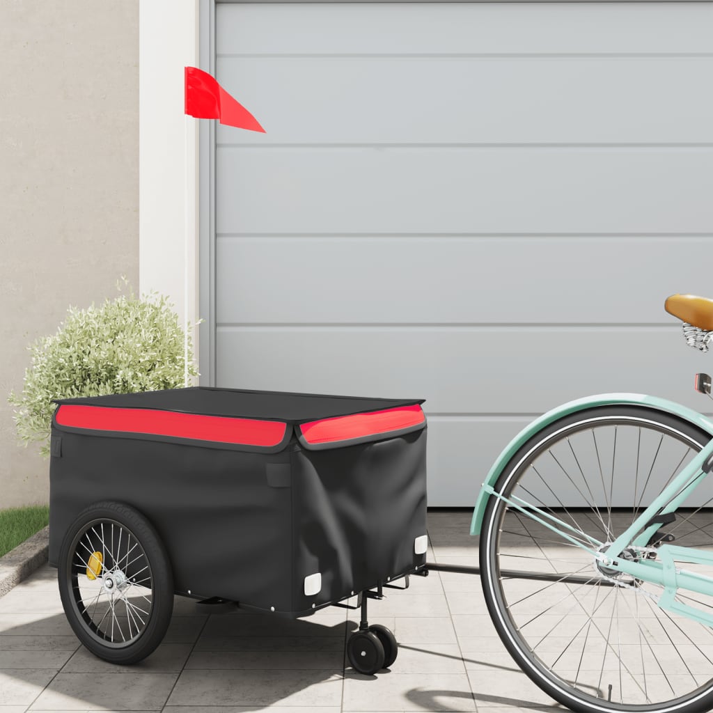 Fietstrailer 30 kg ijzer zwart en rood