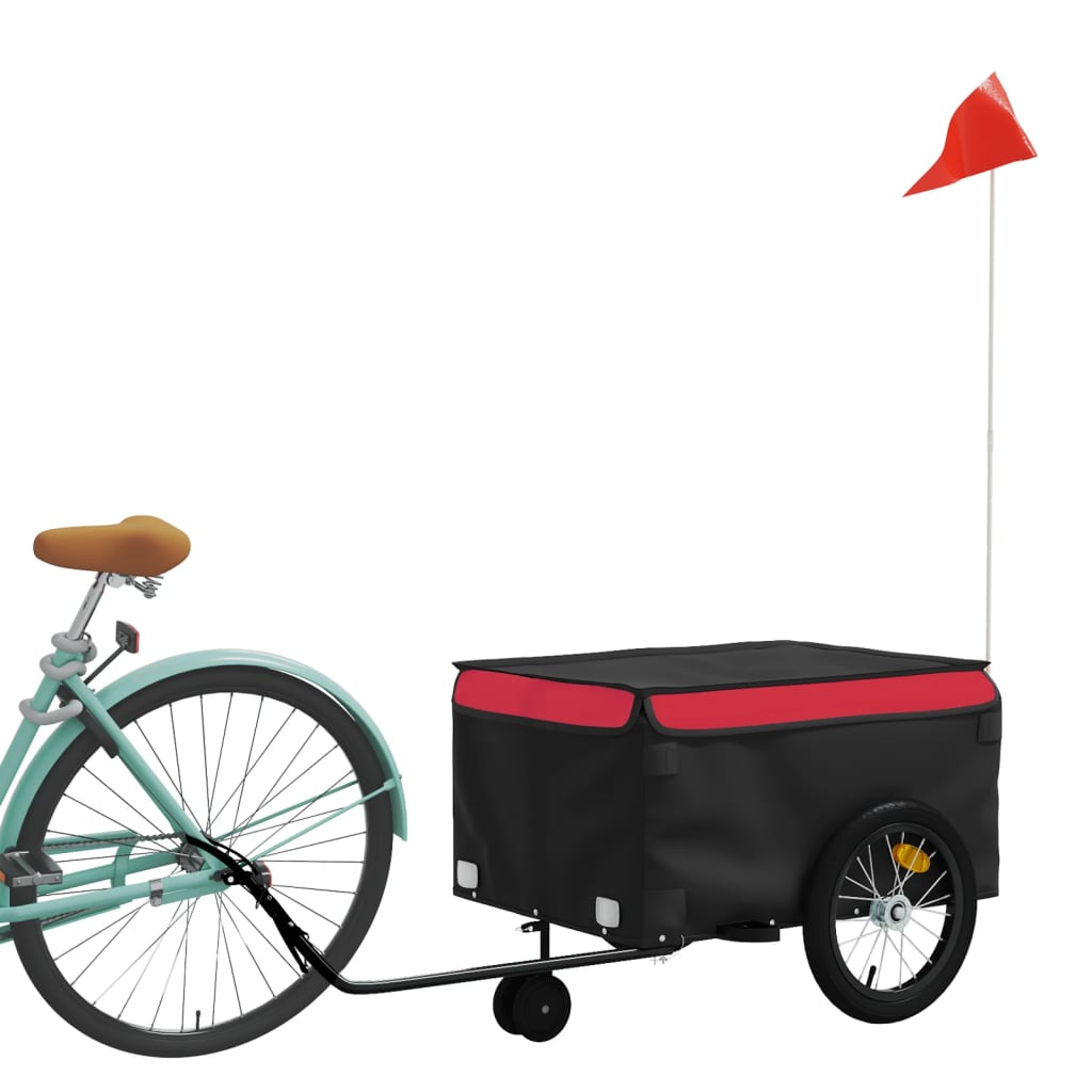 Fietstrailer 45 kg ijzer zwart en rood