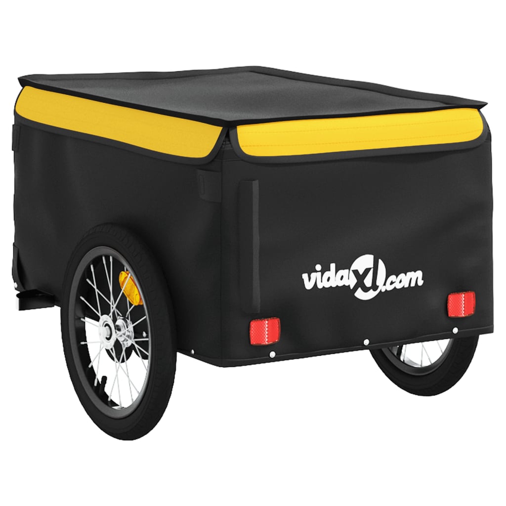 Fietstrailer 45 kg ijzer zwart en geel