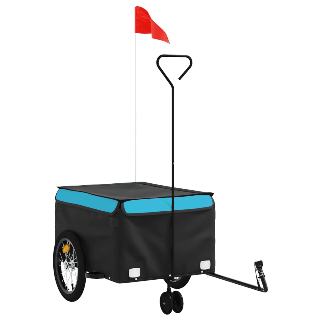 Fietstrailer 45 kg ijzer zwart en blauw