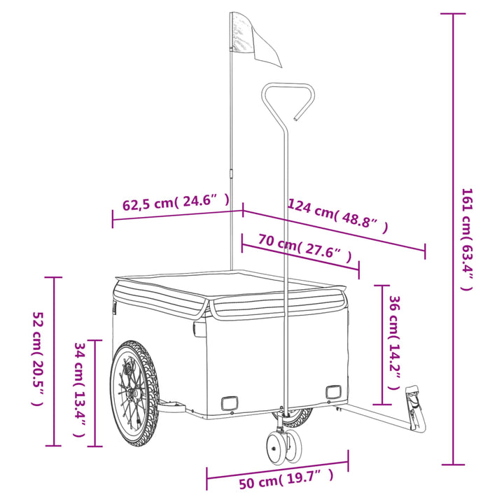 Fietstrailer 45 kg ijzer zwart en groen